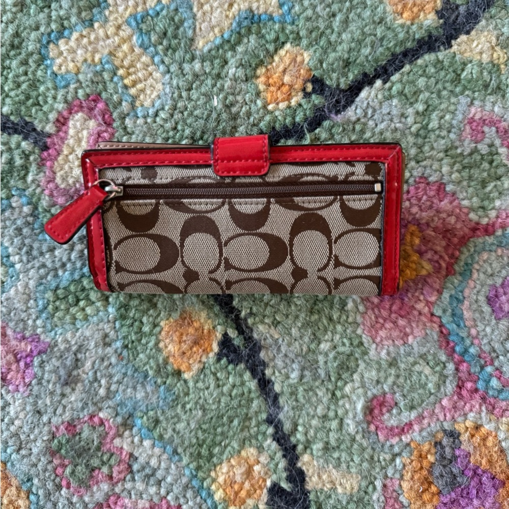 Coach Park Signature Multi Case Wallet ~ F49536 SV/ Khaki/ Black Cherry